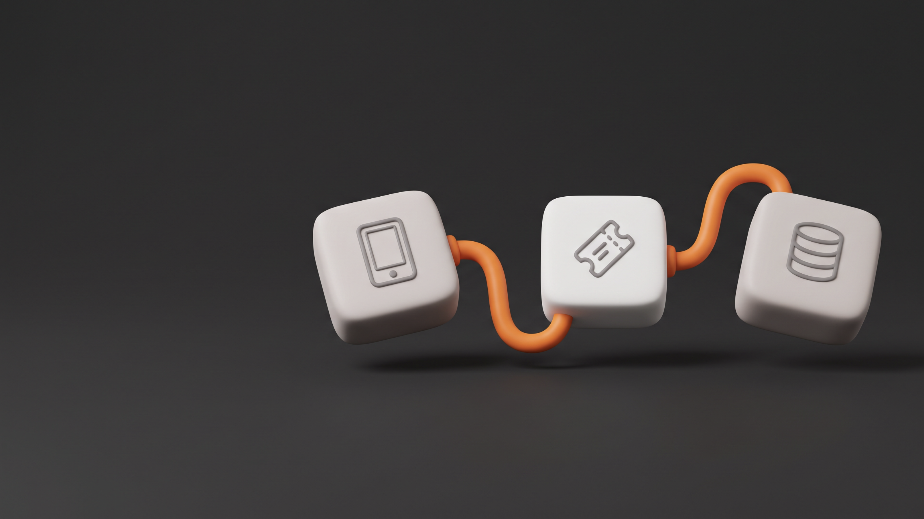 Device, ticket and database blocks joined by connectors