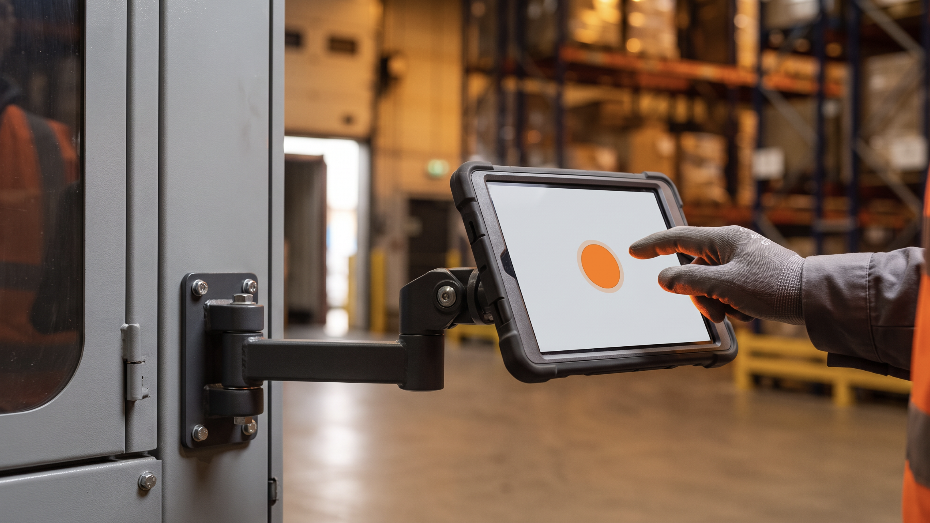A tablet mounted as a kiosk running a single app